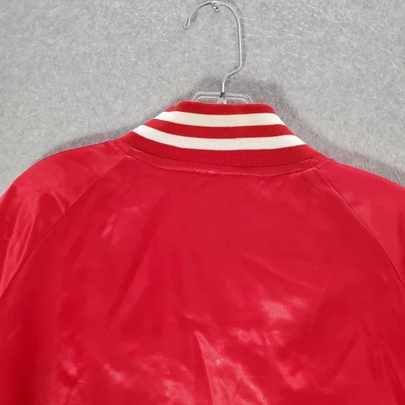 VINTAGE Bud Light Spuds‎ MacKenzie Dog Men Varsity Jacket Large Red Made In USA
